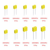 Elepak 5mm Box Capacitor 100V Pak 1KpF to 1µF 50 Pcs 10 Values