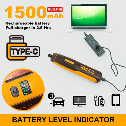 INGCO CSDLI04062 4V 5N.m Lithium-Ion Cordless Screwdriver