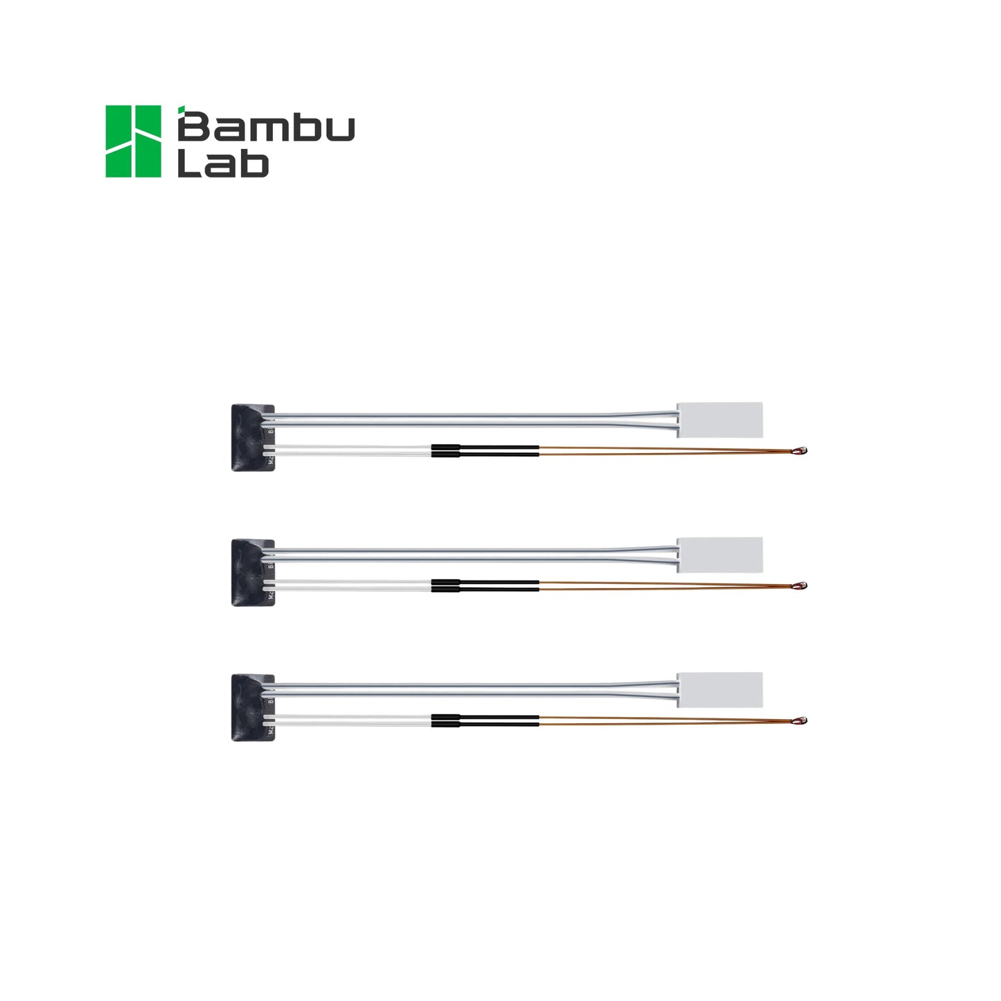 Three temperature sensors shown horizontally on a white background, with the Bambu Lab Official Distributor logo in the top-left corner.