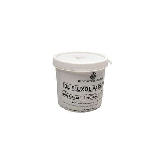 Container of DL Fluxol Paste on a white background