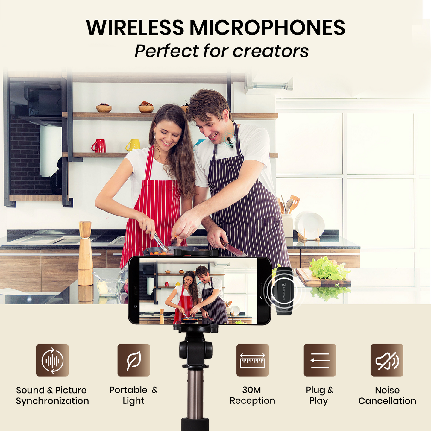 Portronics POR-2325 Dash 7 Ai Type C Wireless Microphone With Ai Feature (Black)