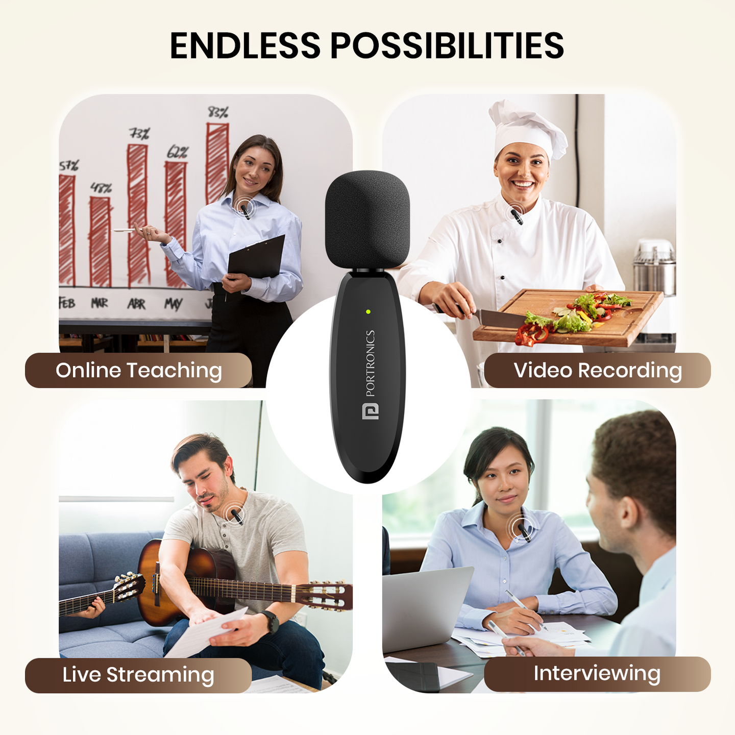 Portronics POR-2325 Dash 7 Ai Type C Wireless Microphone With Ai Feature (Black)