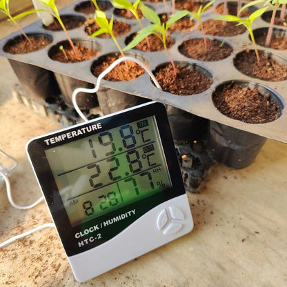 HTC-2 Digital Temperature Humidity Meter Clock With Sensor Cable