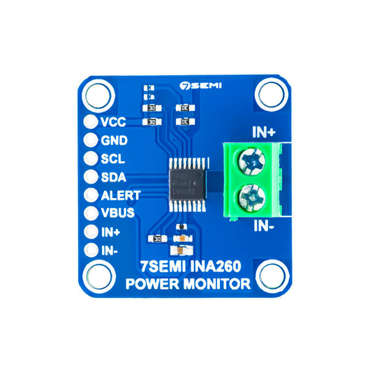 7Semi INA260 High Precision I2C Current Voltage and Power Monitor Module with Integrated 2mΩ Shunt, 15A, 36V