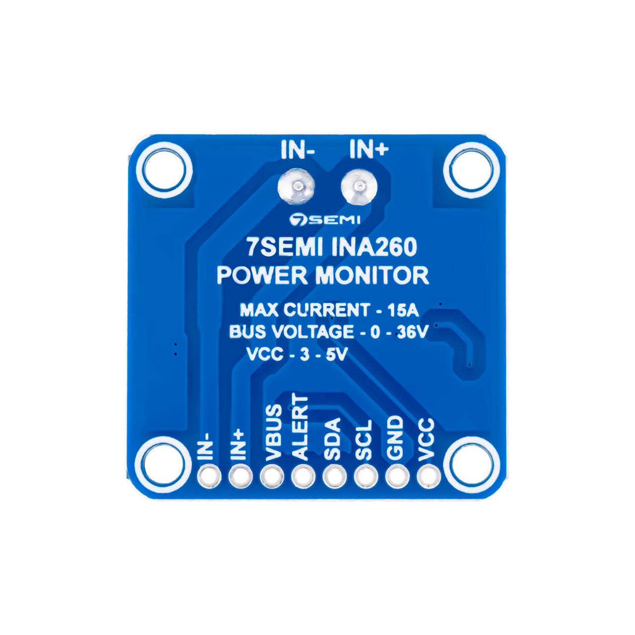 7Semi INA260 High Precision I2C Current Voltage and Power Monitor Module with Integrated 2mΩ Shunt, 15A, 36V