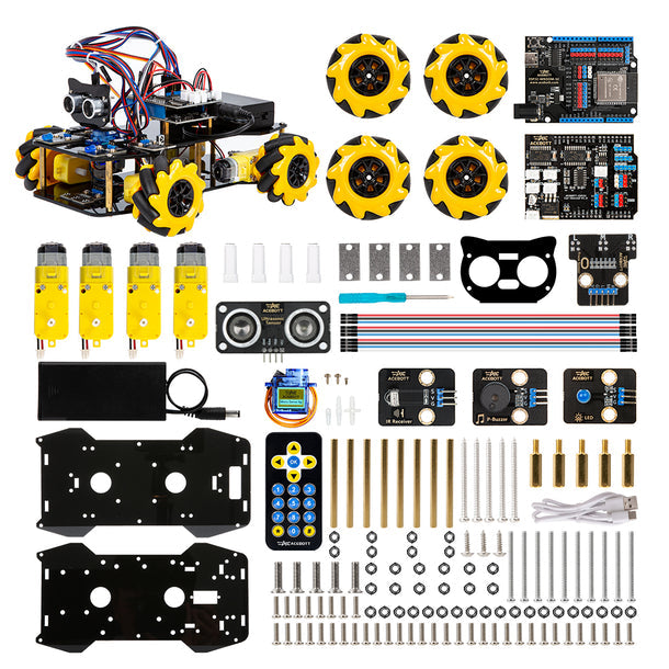 ACEBOTT QD001 ESP32 4WD Smart Car with Mecanum Wheel Camera WiFi STEM STEAM Programming Smart Robot Car kit