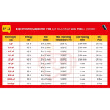 Elepak Electrolytic Capacitor Pak 1µF to 2200µF 150 Pcs 11 Values