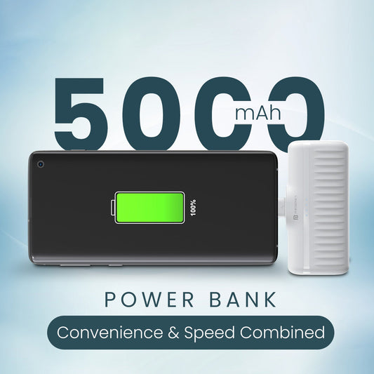 Portronics POR-2667 Power Pebble 5000mAh 20W Fast Charging Nano Powerbank, in-Built Foldable Type C Input/Output Pin, Type C PD Output, LED Battery Indicator (White)