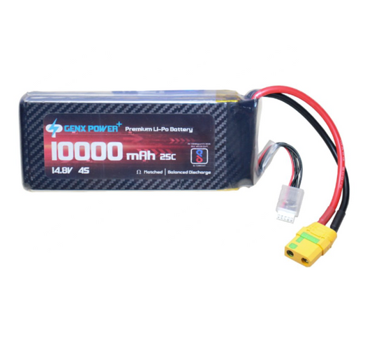 GenX 14.8V 4S 10000mAh 25C / 50C Premium Lipo Lithium Polymer Battery with XT90S Connector
