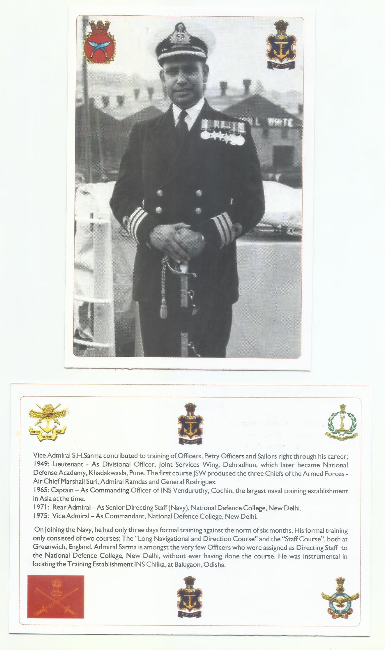 CENTENARY CELEBRATION OF VICE ADMIRAL S.H. SARMA, PVSM, 1ST DECEMBER 2021 (SET OF 16 PICTURE POST CARD)T
