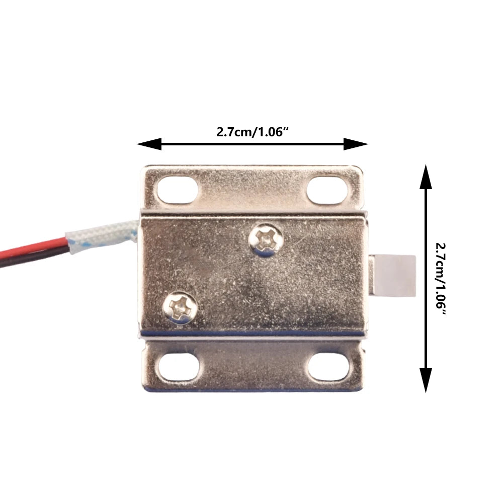 12V DC Mini Cabinet Door Drawer Electric Lock Assembly Solenoid Lock (27x27x18)mm