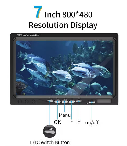 7-inch LCD Display Fish Finder 10000mAh HD Waterproof Underwater Fishing Camera 8 PCS White LEDs Used for Underwater Fishing