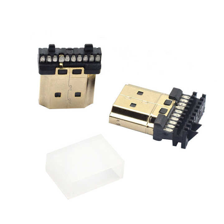 HDMI Gold Plated HDMI A Type 19 Pin Male Plug HDMI Connector with Dust Cap & Wire Clip