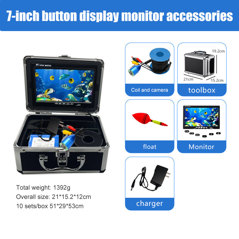 7-inch LCD Display Fish Finder 10000mAh HD Waterproof Underwater Fishing Camera 8 PCS White LEDs Used for Underwater Fishing