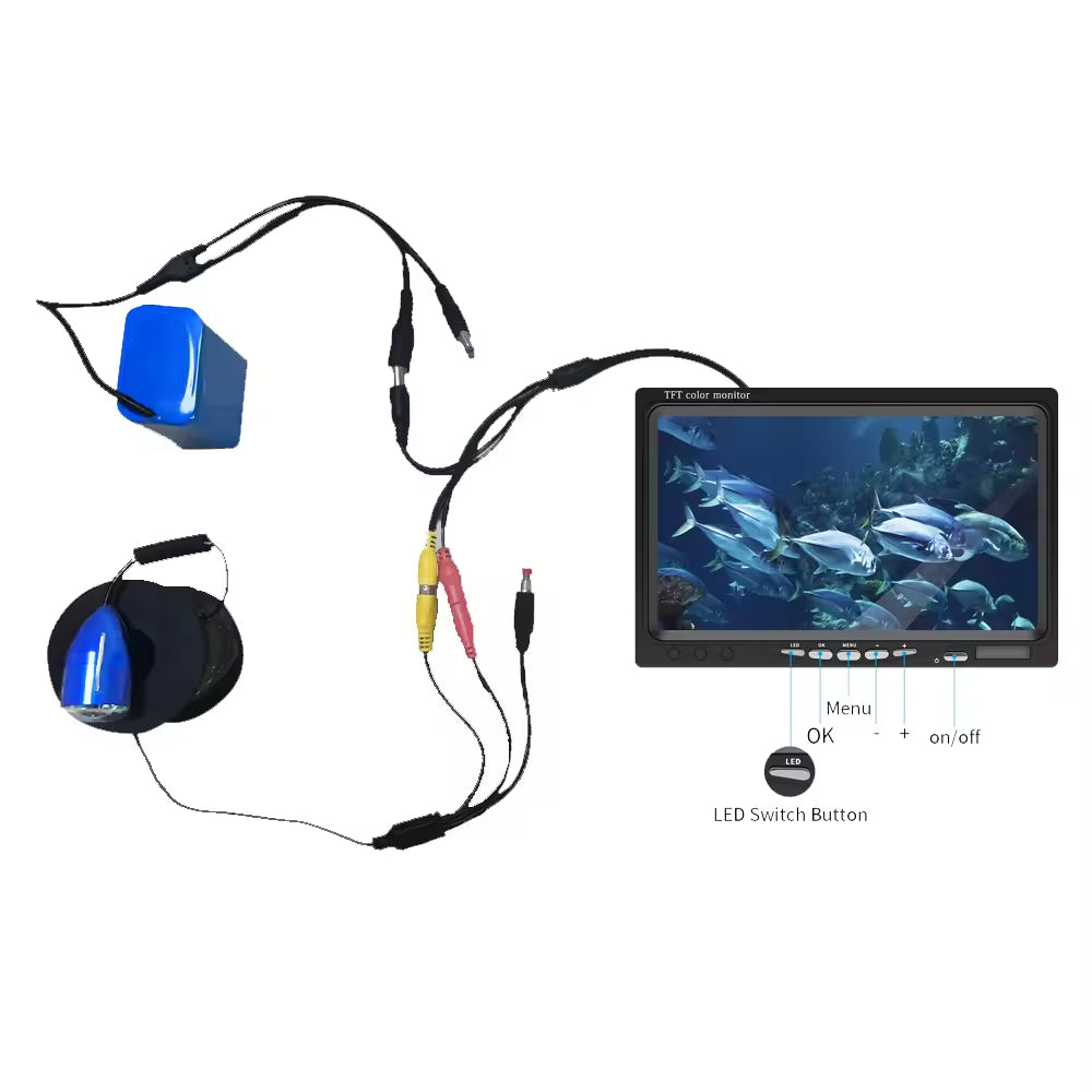 7-inch LCD Display Fish Finder 10000mAh HD Waterproof Underwater Fishing Camera 8 PCS White LEDs Used for Underwater Fishing