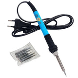 60W 220V ESD Safe Temperature Adjustable Electric Soldering Iron with Extra 5 Bits