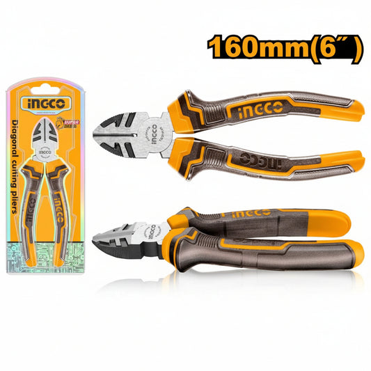 Ingco diagonal cutting pliers with packaging on a white background