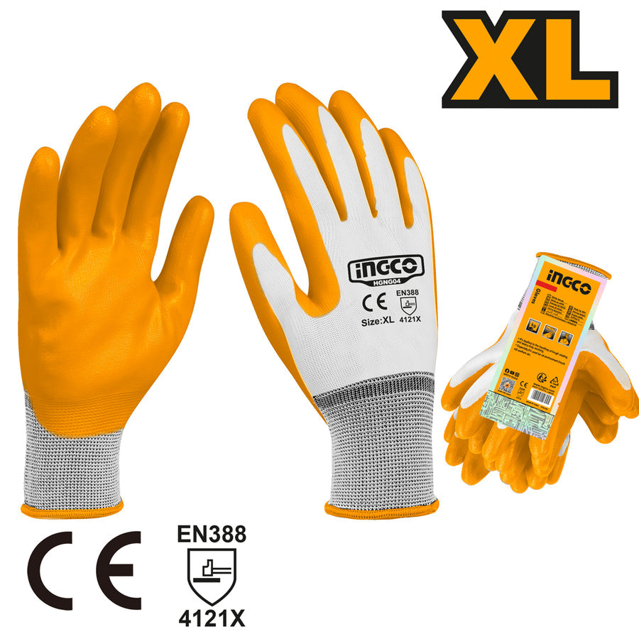 INGCO HGNG04 Nitrile Oil Resistant Rubber Safety Gloves XL (1 Pair)