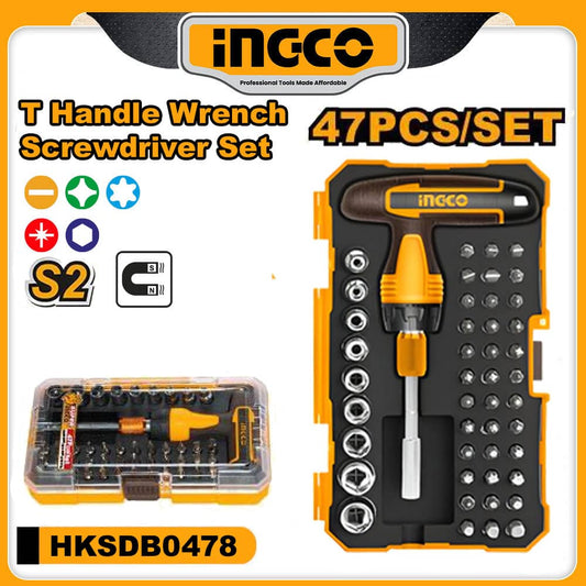 INGCO HKSDB0478 47 Pcs T-Handle Wrench Screwdriver Set