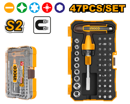 INGCO HKSDB0478 47 Pcs T-Handle Wrench Screwdriver Set