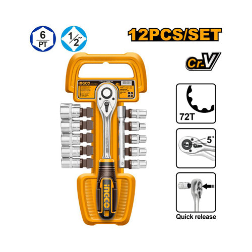 INGCO HKTS12122 12Pcs 1/2 Inch Socket Set