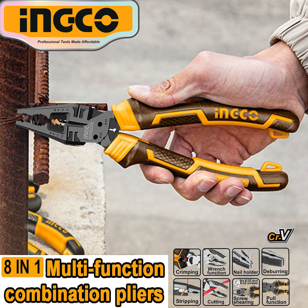 INGCO HMFCP28200 8-in1 Multi-Function Combination Plier