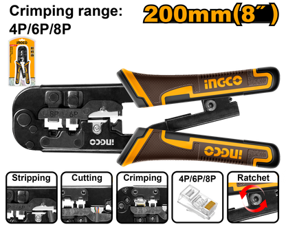 INGCO HMPCN2468R Crimping Plier Modular Plug Crimper