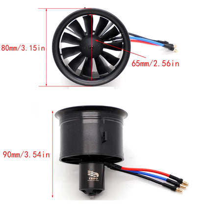 YSIDO 2836-3550kv-4s 64mm RC EDF Motor Duct Fan 11-Blades with 2S-4S 50A ESC Brushless Power for RC JET Aircraft Airplane EDF Plane Parts