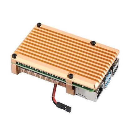 Aluminum Case with Dual Cooling Fan Metal Box Gold Shell for RPI 4B (with Dual Fan) Raspberry Pi 4 Model B