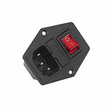 AC Power Inlet Socket with Indicator Switch & Fuse Holder - Screw Mount 250Vx10A