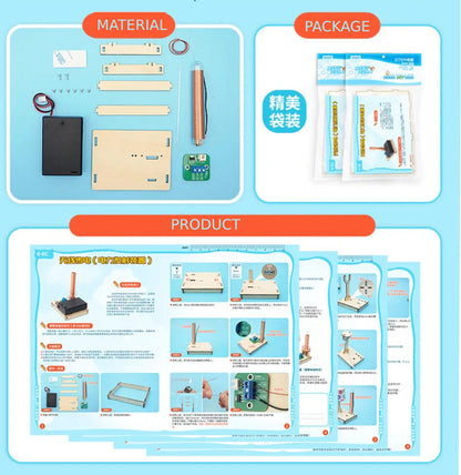 DIY Wireless Power Transmission STEM Kit Wooden Puzzle STEM Wireless Charging Kit Wireless Power Lamp Kit Wireless Power Transfer STEM Kit Table Lamp for Kids (E-11CD)