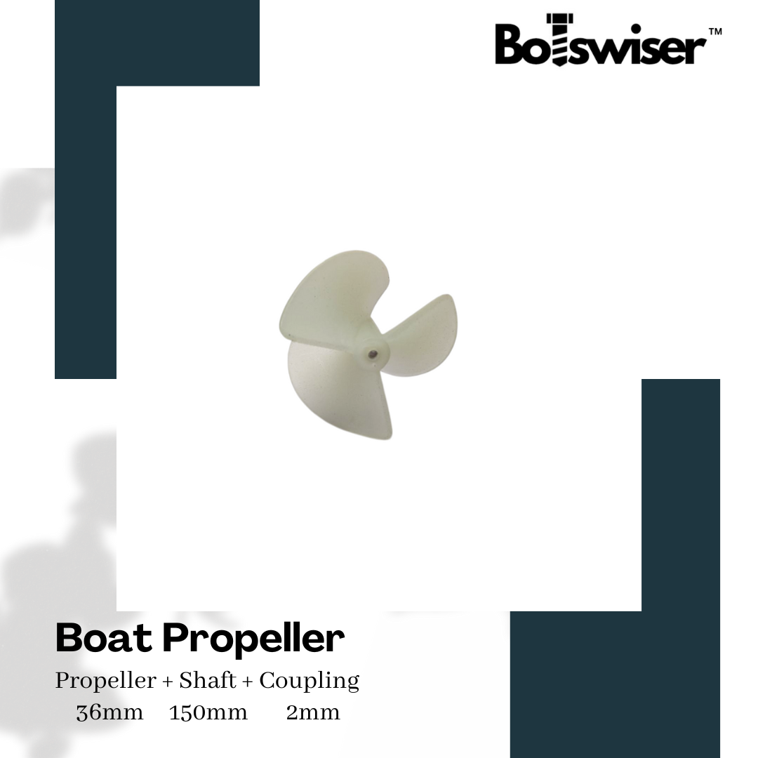 RC Boat DIY Propeller Drive Kit 36mm 3 Blade Propeller + Shaft + Coupling Set CW CCW Fully Submerged Nylon Paddle Marine Propeller Shaft (1 Pair)