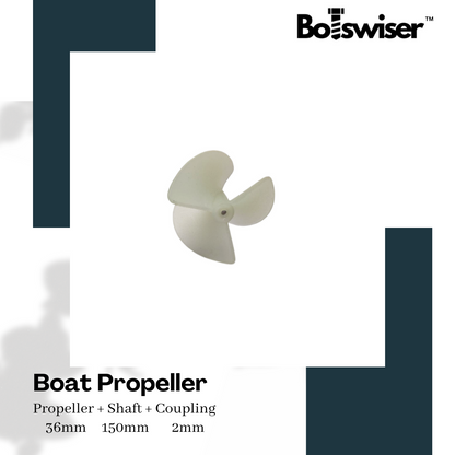 RC Boat DIY Propeller Drive Kit 36mm 3 Blade Propeller + Shaft + Coupling Set CW CCW Fully Submerged Nylon Paddle Marine Propeller Shaft (1 Pair)