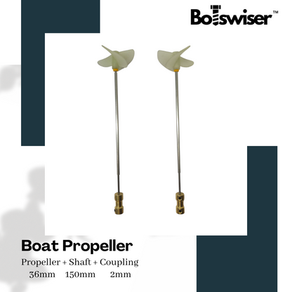 RC Boat DIY Propeller Drive Kit 42mm 3 Blade Propeller + Shaft + Coupling Set CW CCW Fully Submerged Nylon Paddle Marine Propeller Shaft (1 Pair)