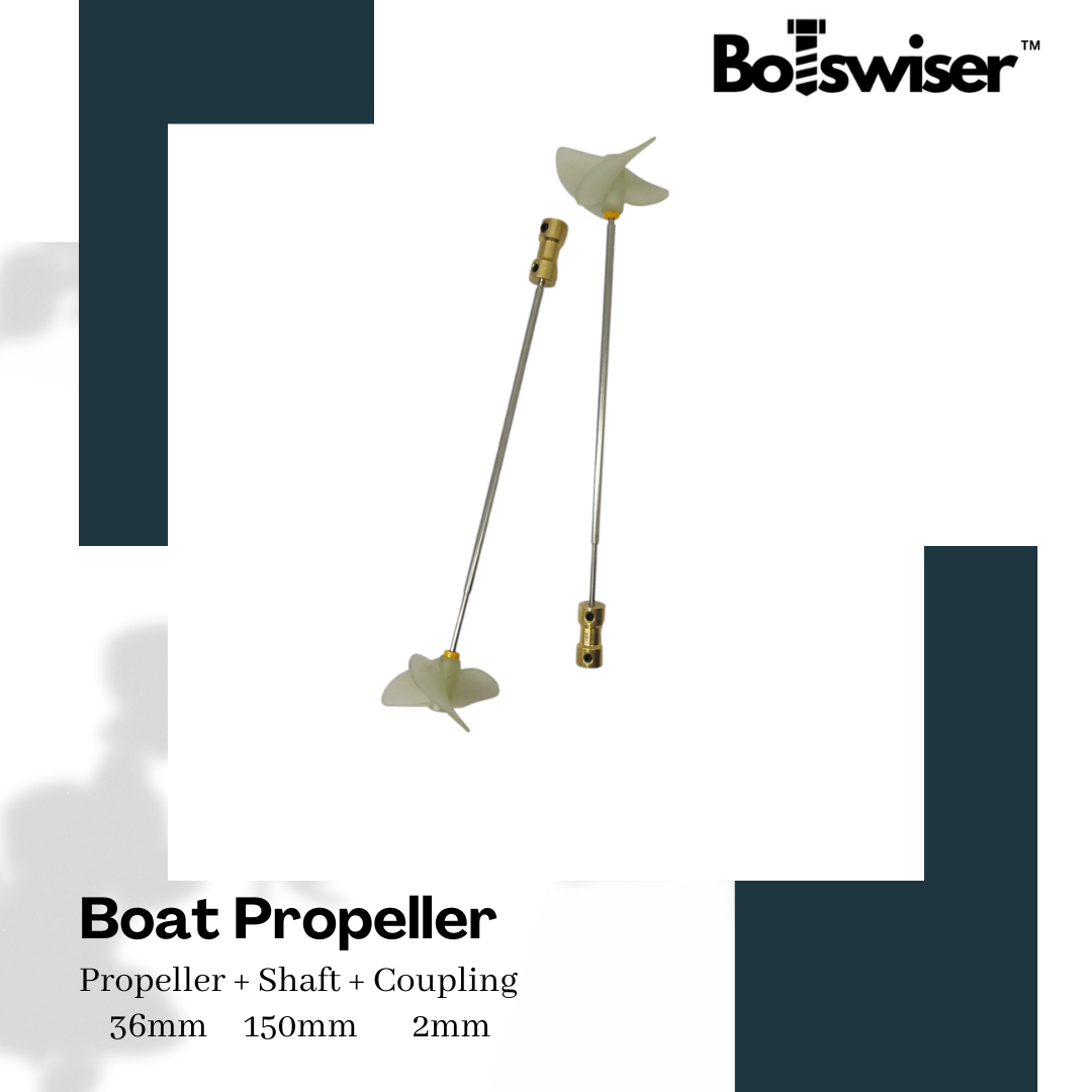 RC Boat DIY Propeller Drive Kit 42mm 3 Blade Propeller + Shaft + Coupling Set CW CCW Fully Submerged Nylon Paddle Marine Propeller Shaft (1 Pair)