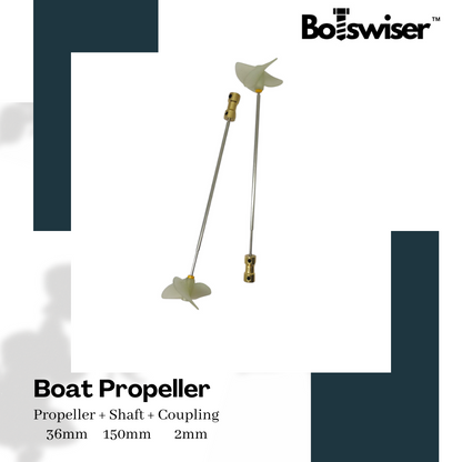 RC Boat DIY Propeller Drive Kit 42mm 3 Blade Propeller + Shaft + Coupling Set CW CCW Fully Submerged Nylon Paddle Marine Propeller Shaft (1 Pair)