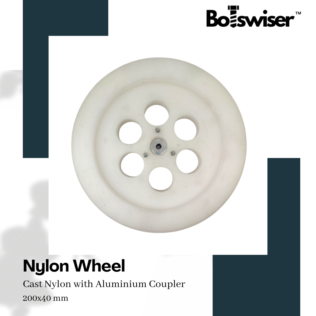 200mm Cast Nylon Heavy Duty Robot Wheel 200x40mm