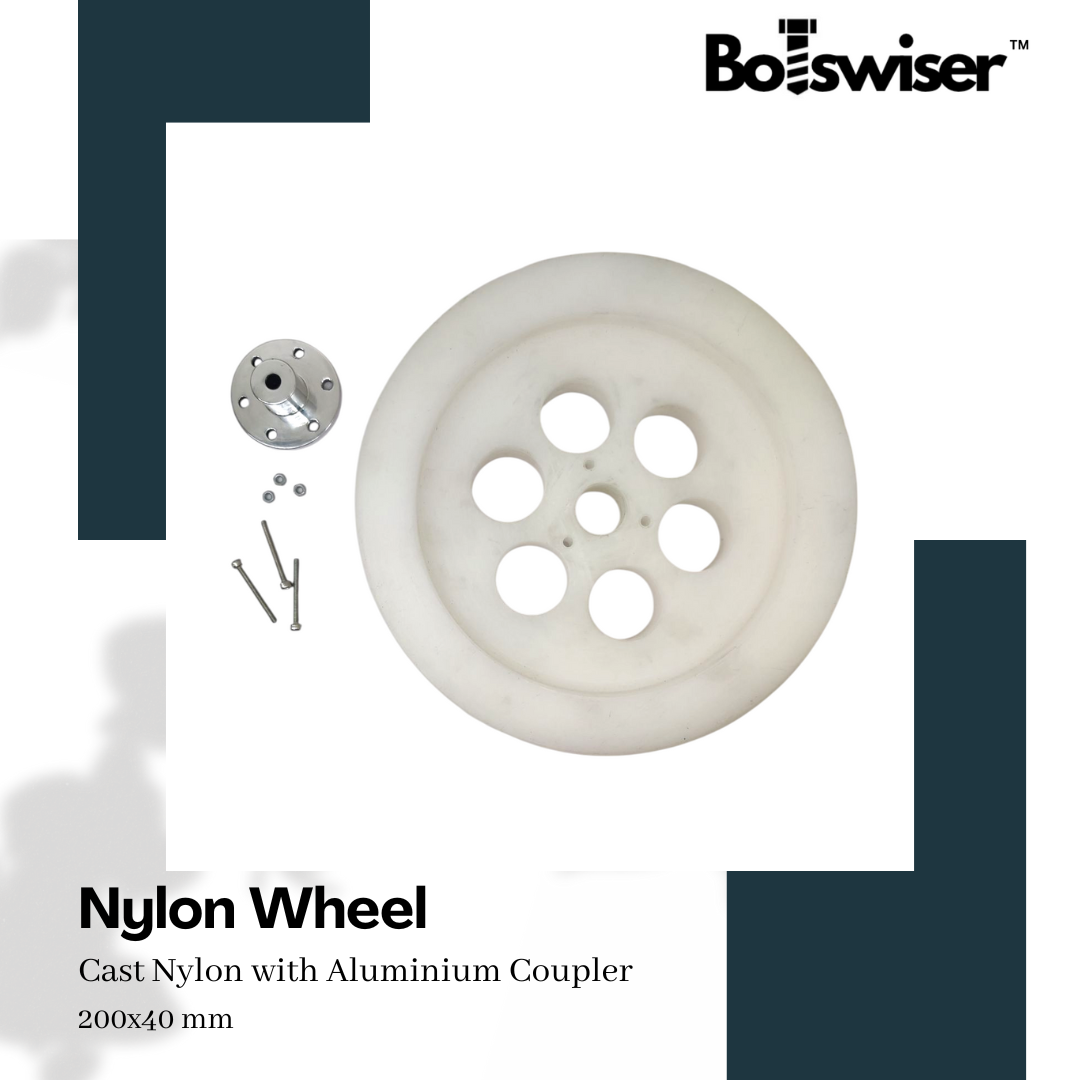 200mm Cast Nylon Heavy Duty Robot Wheel 200x40mm