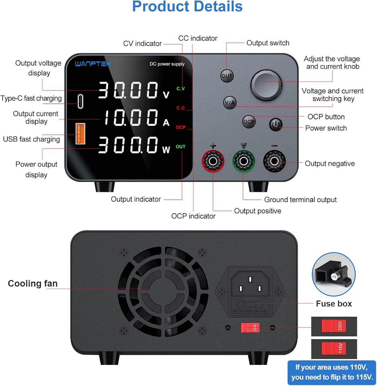 WANPTEK TPS605 Programmable DC Power Supply- 60V, 5A
