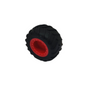 Black tire with red interior on a white background