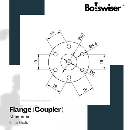 6mm Premium Aluminum Flanged Coupling for 6mm shaft - Shaft Coupler Flange