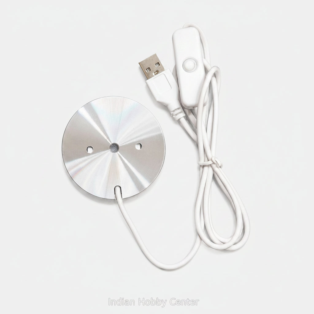 LED Puck Light USB 5V Cool White Light with Switch (60X8mm, Silver Shell)