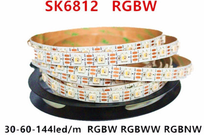 SK6812 RGBWW LED Strip Light 4 in 1 Similar WS2812B 1 m 60 LEDs Individually Addressable RGBWW LED Lights IP30 5V (1 Meter)