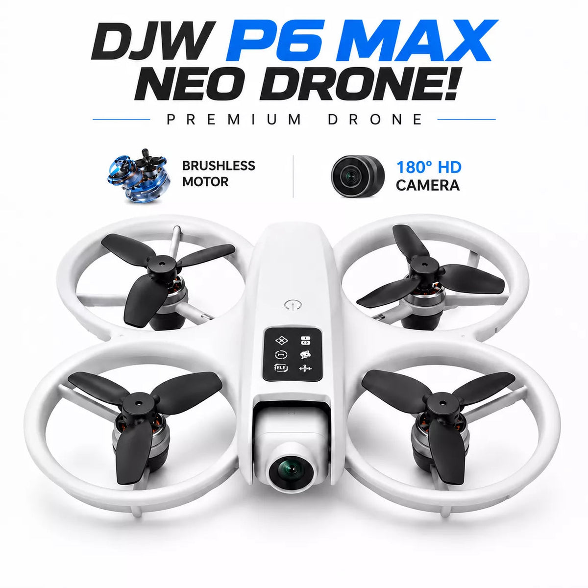 DJW P6 Max Neo Drone with HD Camera, Screen in Remote & 2 Batteries
