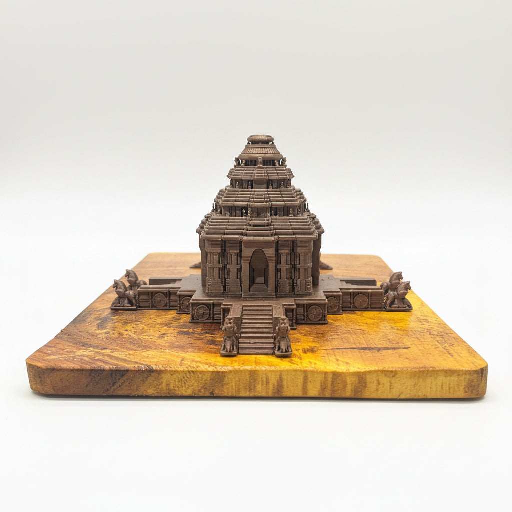 Konark Sun Temple – 3D Printed Model with Wooden Base | Architectural Décor