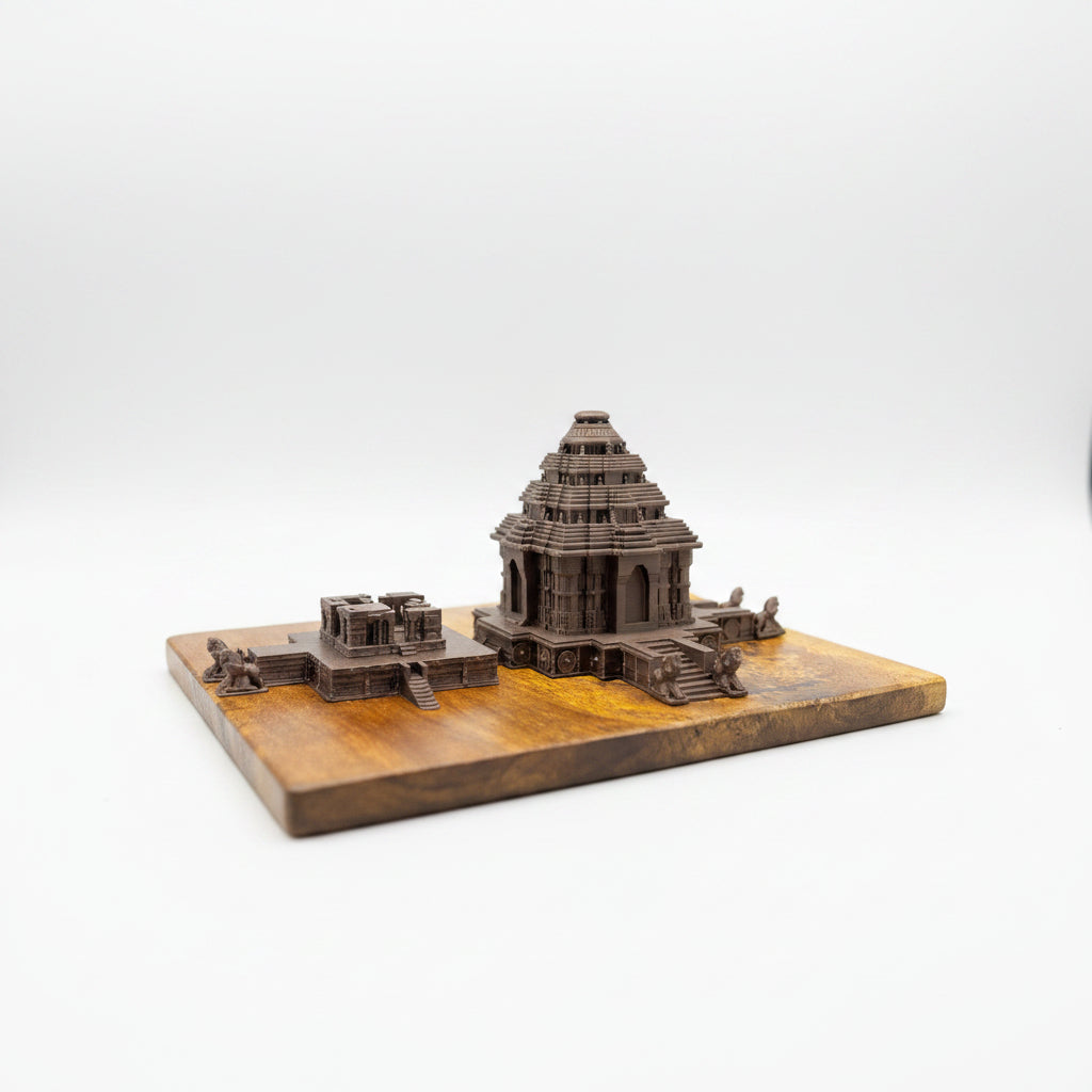Konark Sun Temple – 3D Printed Model with Wooden Base | Architectural Décor