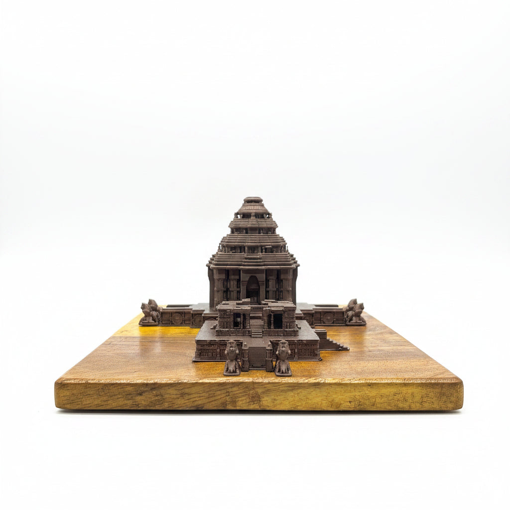 Konark Sun Temple – 3D Printed Model with Wooden Base | Architectural Décor