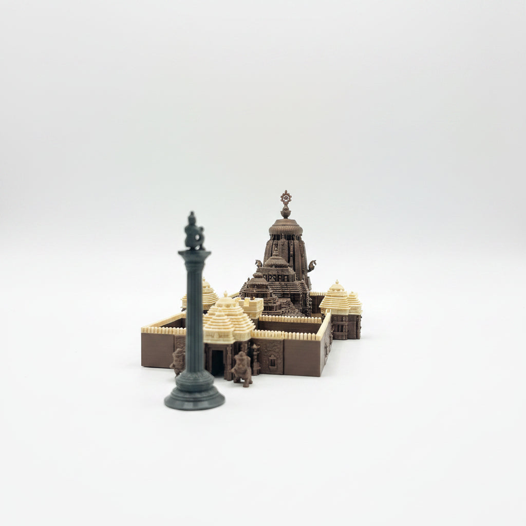 Lord Jagannath Dham Puri Temple Idol – 3D Printed | Metallic PLA | Wooden Base