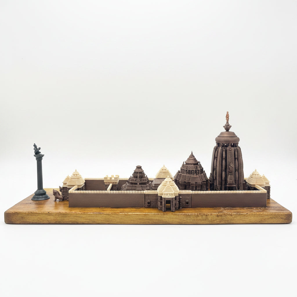 Lord Jagannath Dham Puri Temple Idol – 3D Printed | Metallic PLA | Wooden Base