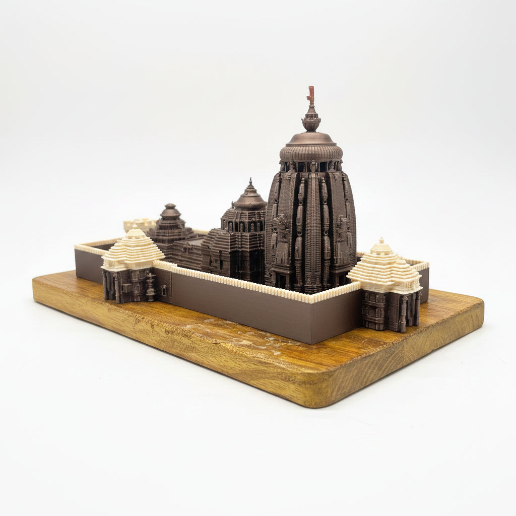 Lord Jagannath Dham Puri Temple Idol – 3D Printed | Metallic PLA | Wooden Base